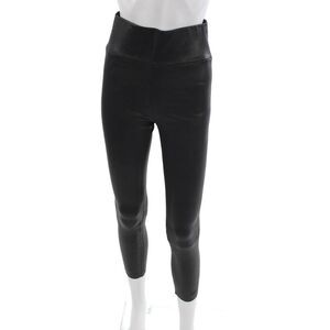 SPRWMN Womens Black Leather Cropped Ankle Leggings Size S